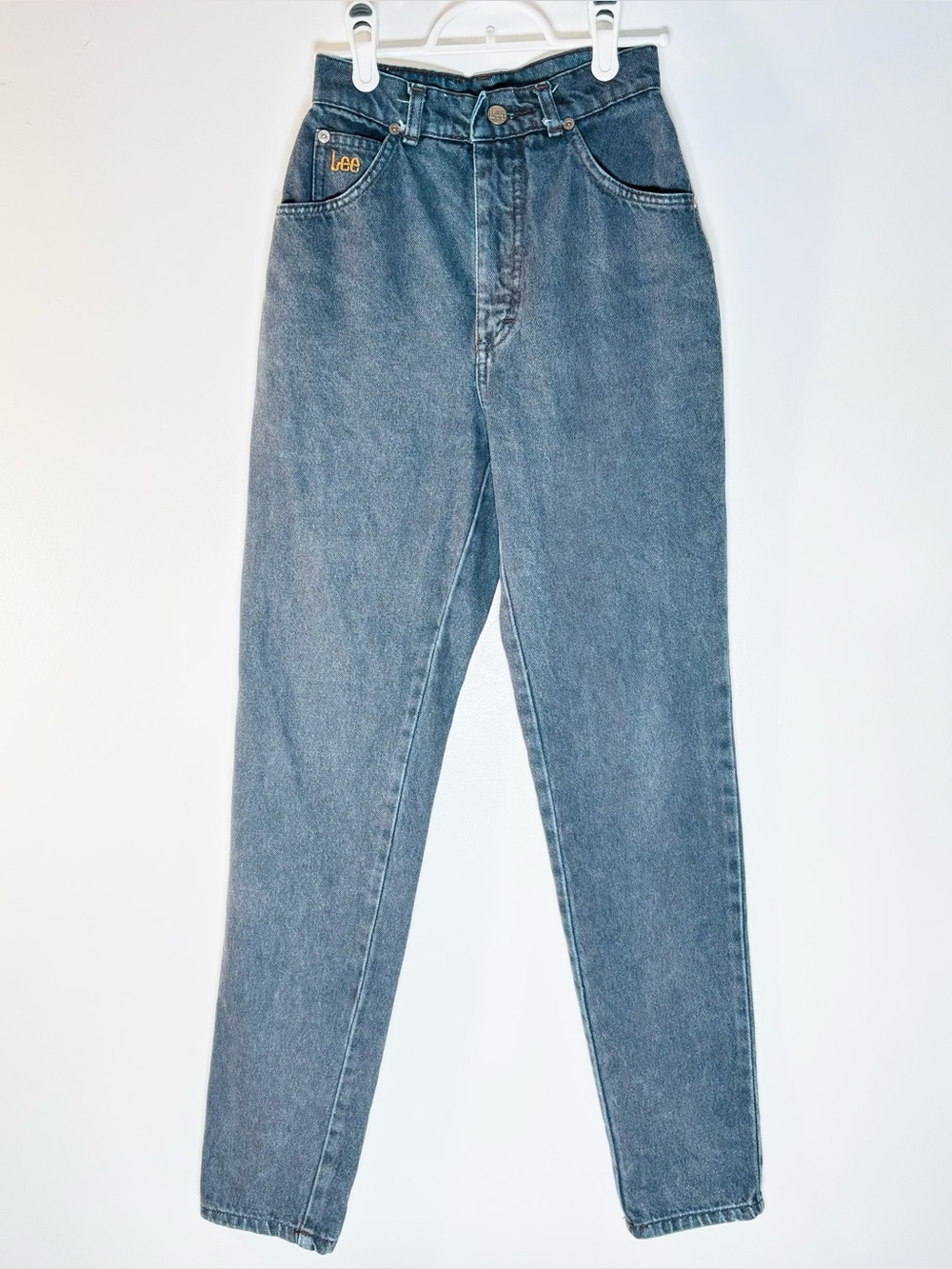 Vintage 80s Lee High Waisted Tapered Leg Mom Jeans Size 28 Thick Blue
